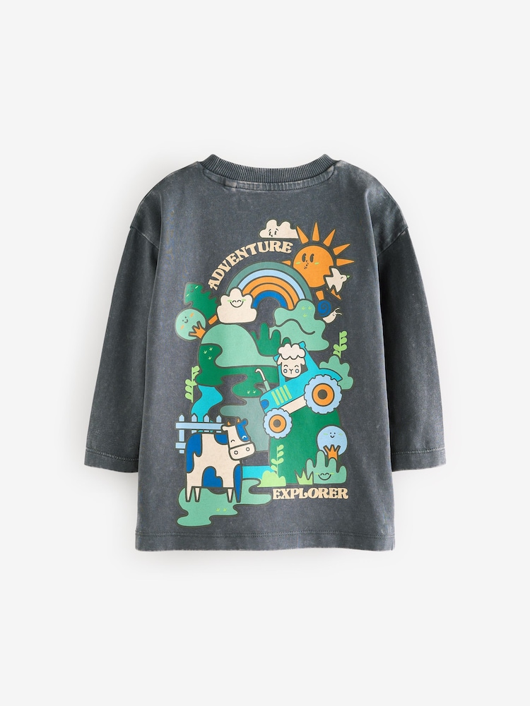 Charcoal Grey Long Sleeve T-Shirt (3mths-7yrs) - Image 6 of 8