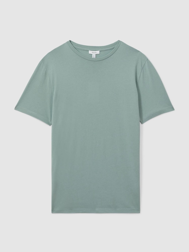 Reiss Aqua Blue Bless Cotton Crew Neck T-Shirt - Image 2 of 6