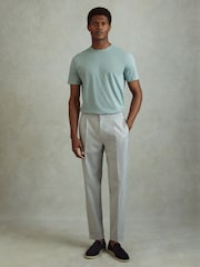 Reiss Aqua Blue Bless Cotton Crew Neck T-Shirt - Image 3 of 6