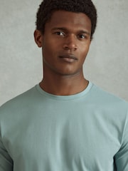 Reiss Aqua Blue Bless Cotton Crew Neck T-Shirt - Image 4 of 6