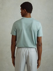 Reiss Aqua Blue Bless Cotton Crew Neck T-Shirt - Image 5 of 6