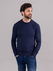 Lakeland Leather Blue Clothing Wilson 100% Cotton Crew Neck Jumper - Image 1 of 5