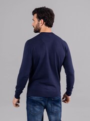 Lakeland Leather Blue Clothing Wilson 100% Cotton Crew Neck Jumper - Image 4 of 5