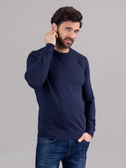 Lakeland Leather Blue Clothing Wilson 100% Cotton Crew Neck Jumper - Image 5 of 5