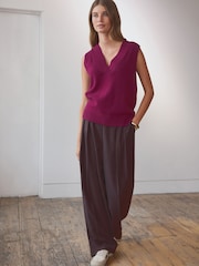Red Burgundy Premium 100% Lambswool Sleeveless V-Neck Knitted Vest Tank Top - Image 2 of 8