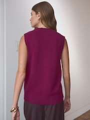 Red Burgundy Premium 100% Lambswool Sleeveless V-Neck Knitted Vest Tank Top - Image 4 of 8