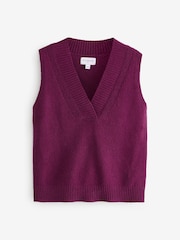 Red Burgundy Premium 100% Lambswool Sleeveless V-Neck Knitted Vest Tank Top - Image 6 of 8