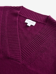 Red Burgundy Premium 100% Lambswool Sleeveless V-Neck Knitted Vest Tank Top - Image 7 of 8