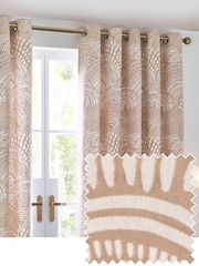 HÖEM Oat Nola Abstract Geometric Eyelet 100% Cotton Curtains - Image 1 of 5