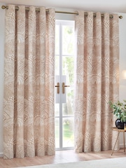 HÖEM Oat Nola Abstract Geometric Eyelet 100% Cotton Curtains - Image 2 of 5