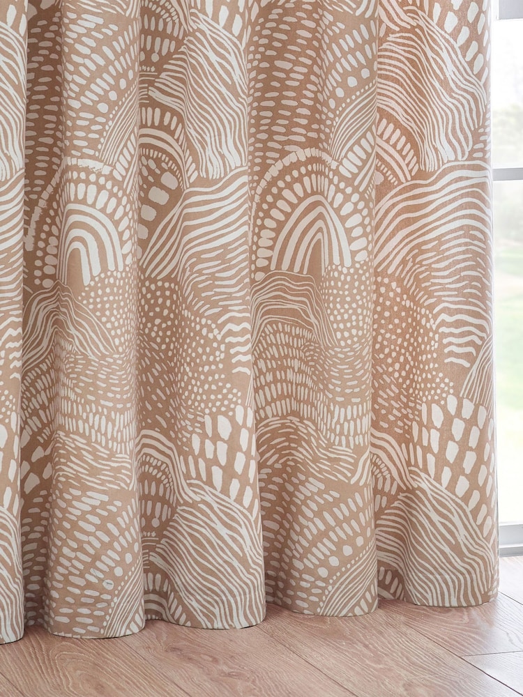 HÖEM Oat Nola Lightweight Abstract Fully Lined Eyelet Curtains - Image 3 of 3