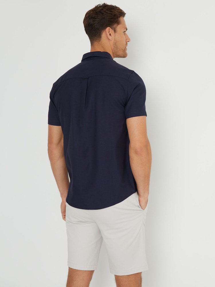 Threadbare Navy Cotton Blend Short Sleeve Shirt - Image 2 of 5