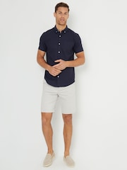 Threadbare Navy Cotton Blend Short Sleeve Shirt - Image 3 of 5