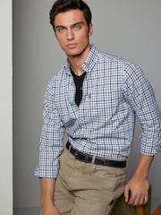 Navy Blue Regular Fit Easy Iron Long Sleeve Single Cuff Oxford Shirt - Image 1 of 8