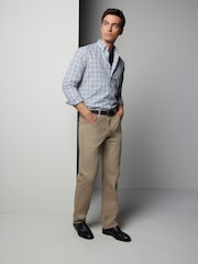 Navy Blue Regular Fit Easy Iron Long Sleeve Single Cuff Oxford Shirt - Image 2 of 8