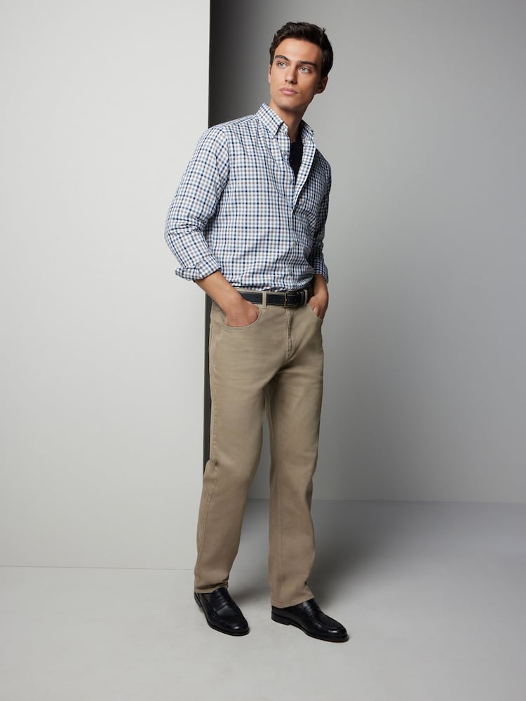 Navy Blue Regular Fit Easy Iron Long Sleeve Single Cuff Oxford Shirt - Image 2 of 8