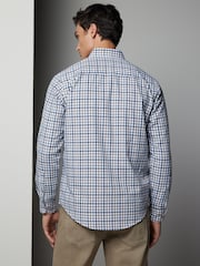 Navy Blue Regular Fit Easy Iron Long Sleeve Single Cuff Oxford Shirt - Image 3 of 8