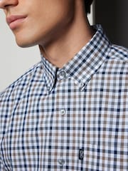 Navy Blue Regular Fit Easy Iron Long Sleeve Single Cuff Oxford Shirt - Image 4 of 8