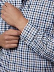 Navy Blue Regular Fit Easy Iron Long Sleeve Single Cuff Oxford Shirt - Image 5 of 8