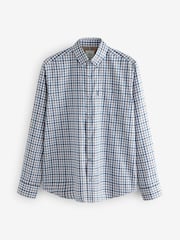 Navy Blue Regular Fit Easy Iron Long Sleeve Single Cuff Oxford Shirt - Image 6 of 8