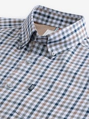 Navy Blue Regular Fit Easy Iron Long Sleeve Single Cuff Oxford Shirt - Image 7 of 8