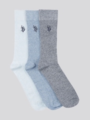 U.S. Polo Assn. Blue Mens Classic Rib Socks 3 Pack - Image 1 of 3
