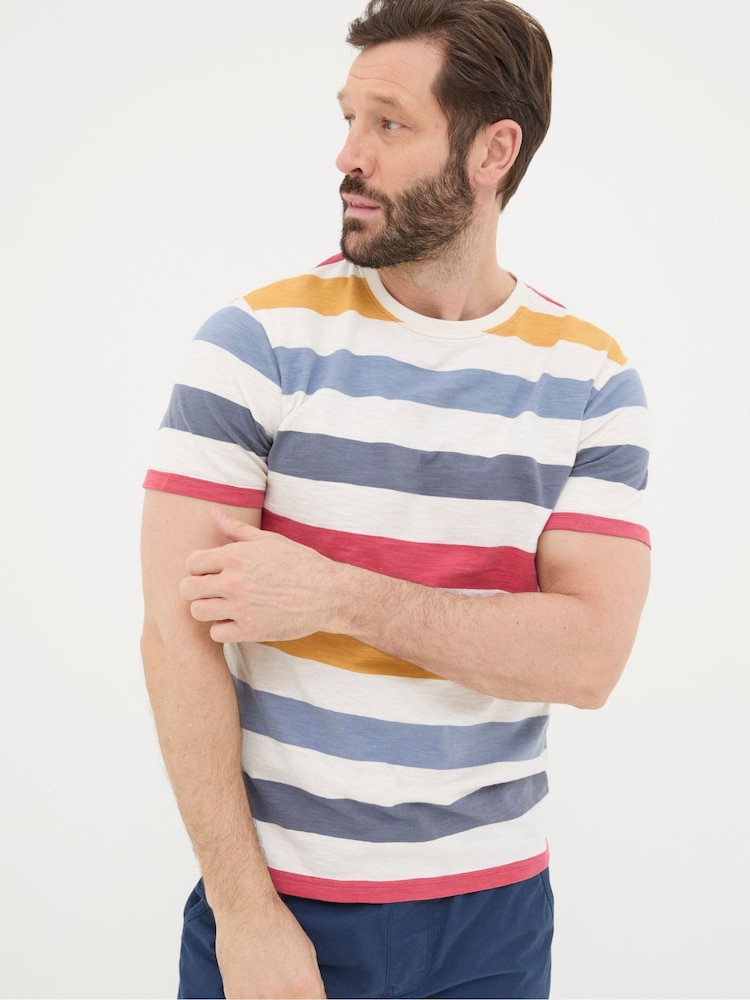 FatFace Natural Seacombe Block Stripe T-Shirt - Image 1 of 5 FatFace Natural Seacombe Block Stripe T-Shirt - Image 1 of 5