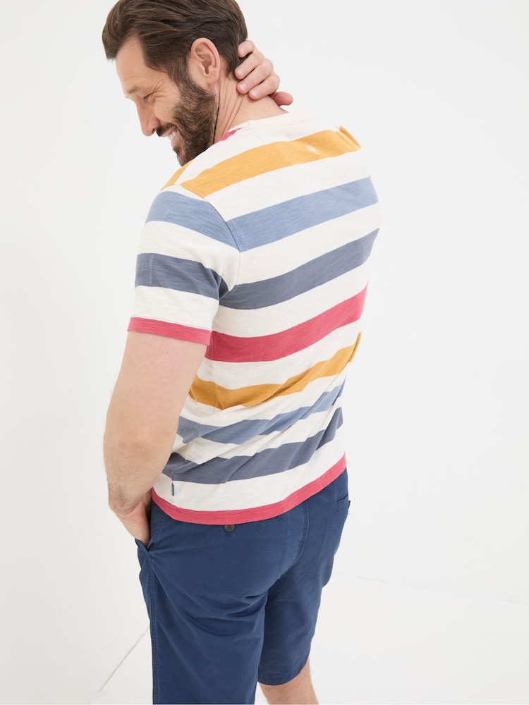 FatFace Natural Seacombe Block Stripe T-Shirt - Image 2 of 5 FatFace Natural Seacombe Block Stripe T-Shirt - Image 2 of 5