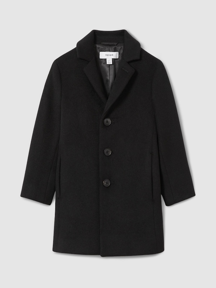 Reiss Black Gable 3-9 yrs Single Breasted Overcoat - Image 2 of 7