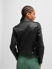 BOSS Black Nappa Leather Buckled Biker Jacket - Image 2 of 7