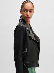 BOSS Black Nappa Leather Buckled Biker Jacket - Image 4 of 7