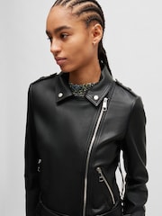 BOSS Black Nappa Leather Buckled Biker Jacket - Image 5 of 7