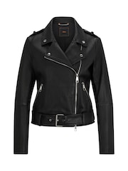 BOSS Black Nappa Leather Buckled Biker Jacket - Image 6 of 7
