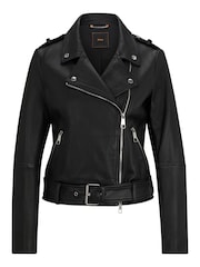 BOSS Black Nappa Leather Buckled Biker Jacket - Image 7 of 7