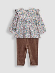 JoJo Maman Bébé Cream Homestead Friends Floral Tunic and Leggings Set - Image 1 of 5