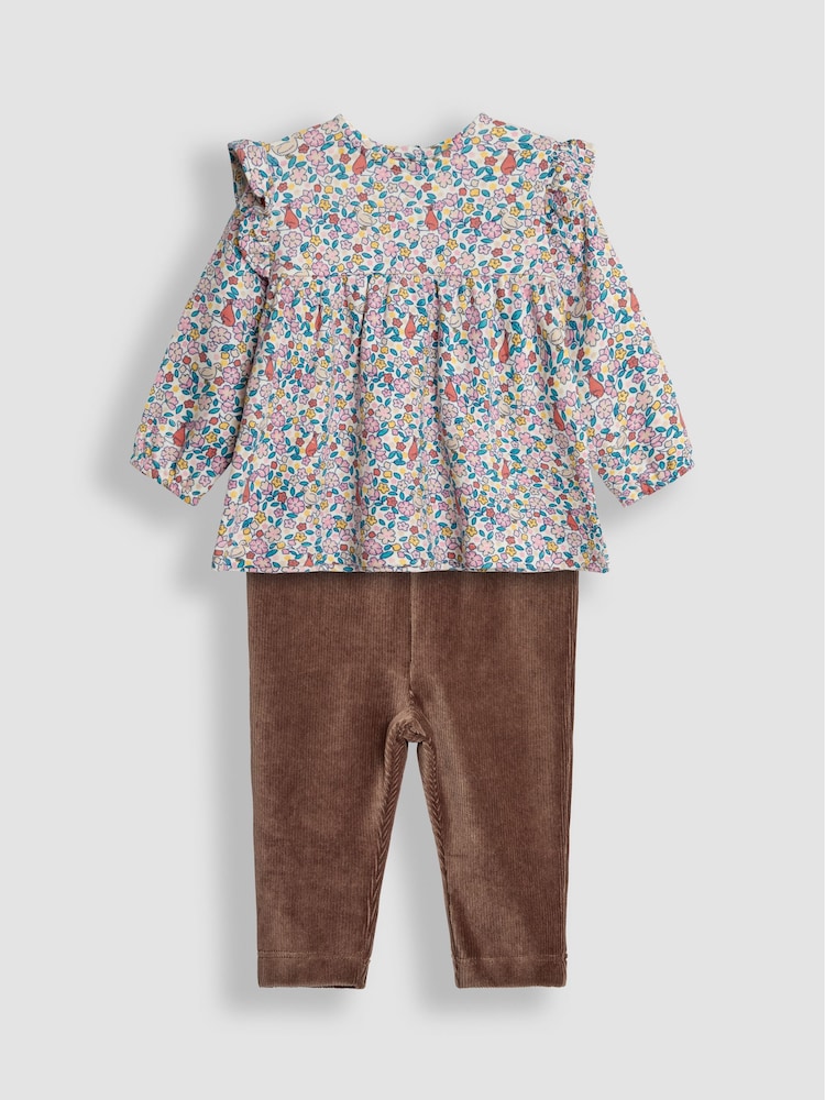 JoJo Maman Bébé Cream Homestead Friends Floral Tunic and Leggings Set - Image 1 of 5