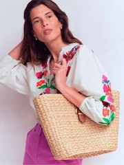 Boden White Embroidered Scallop Dolman Top - Image 4 of 5
