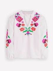 Boden White Embroidered Scallop Dolman Top - Image 5 of 5