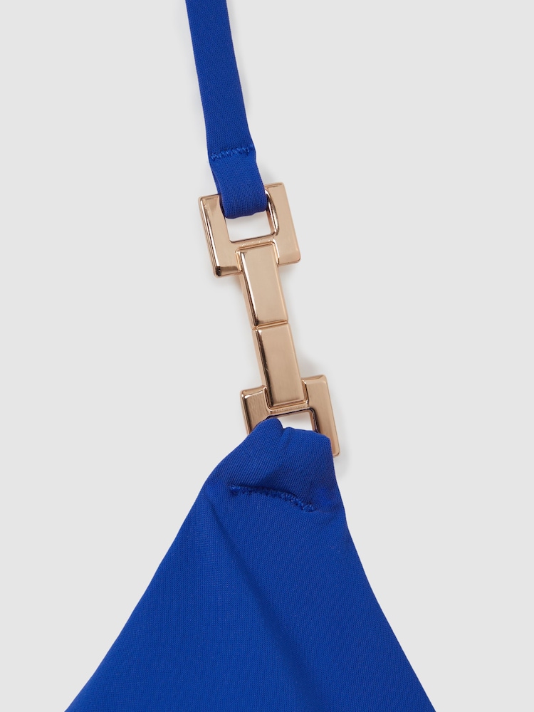 Reiss Cobalt Blue Riah Triangle Halter Neck Bikini Top - Image 4 of 4