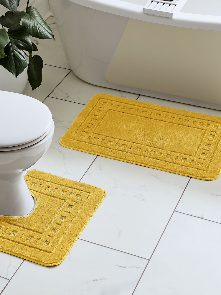 Catherine Lansfield Set of 2 Ochre Yellow Armoni Bath Set - Image 1 of 3