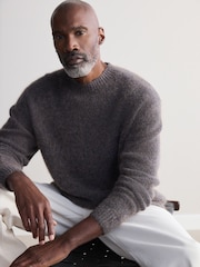 Серый - Relaxed Fit Signature Brushed Alpaca/Wool Mix Crew Jumper - Image 1 of 7