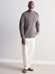 Серый - Relaxed Fit Signature Brushed Alpaca/Wool Mix Crew Jumper - Image 2 of 7