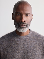 Серый - Relaxed Fit Signature Brushed Alpaca/Wool Mix Crew Jumper - Image 4 of 7