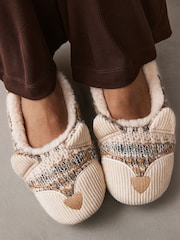 Neutral Cat Knitted Faux Fur Lined Ballet Slippers - Image 3 of 8