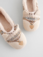 Neutral Cat Knitted Faux Fur Lined Ballet Slippers - Image 7 of 8