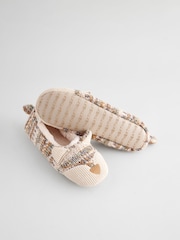 Neutral Cat Knitted Faux Fur Lined Ballet Slippers - Image 8 of 8