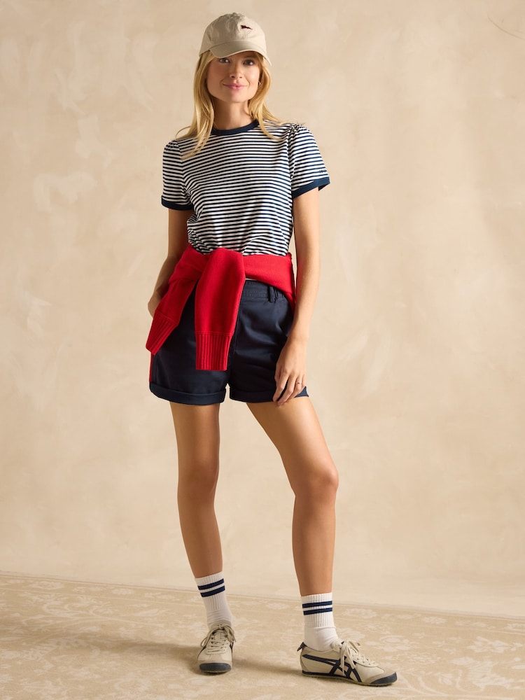 Donkerblauw - Joules Erin gestreept T-shirt met korte mouwen - Image 4 of 6