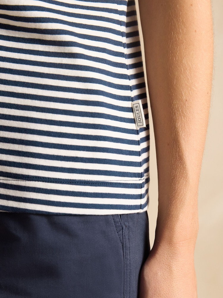 Donkerblauw - Joules Erin gestreept T-shirt met korte mouwen - Image 5 of 6