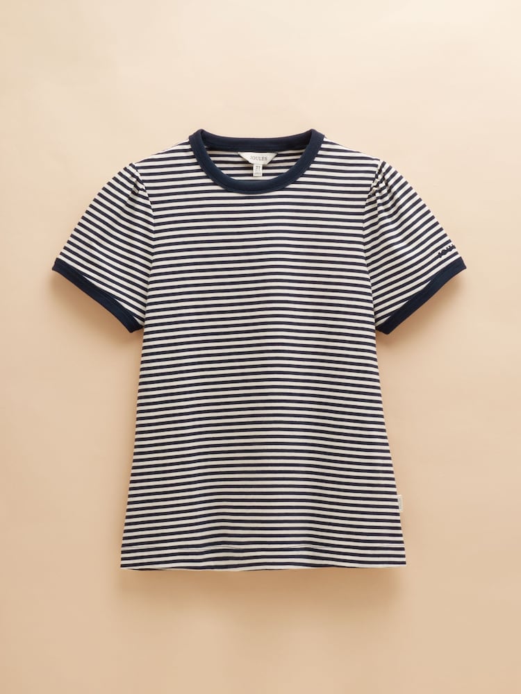 Donkerblauw - Joules Erin gestreept T-shirt met korte mouwen - Image 6 of 6