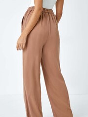 Roman Brown Tie Waist Wide Leg Trousers - Image 3 of 5